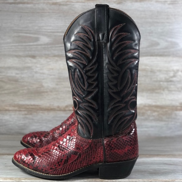 red snakeskin cowboy boots